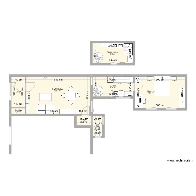 Angleterre 50/7 projet 20 06 2024. Plan de 8 pièces et 65 m2
