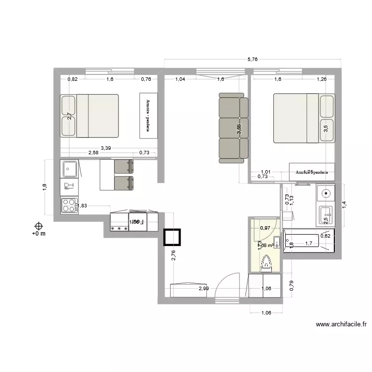 APPARTEMENT INFIRMERIE HESPERIDES DES TERNES. Plan de 1 Pièce et 2 m² APPARTEMENT INFIRMERIE HESPERIDES DES TERNES. Plan de 1 Pièce et 2 m²
