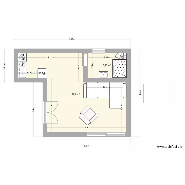 Maison de chasse Sahani. Plan de 2  et 27 m²