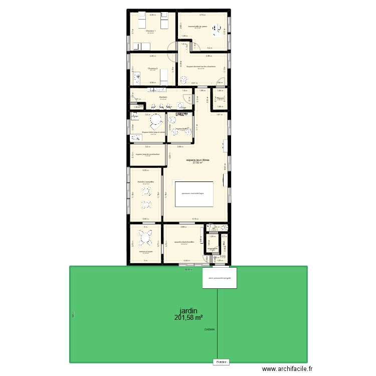 MAM. Plan de 18 pièces et 410 m2
