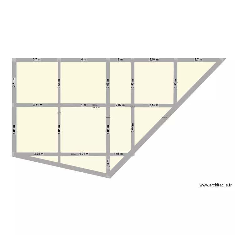 POTEAU RDC 2. Plan de 1  et 104 m²
