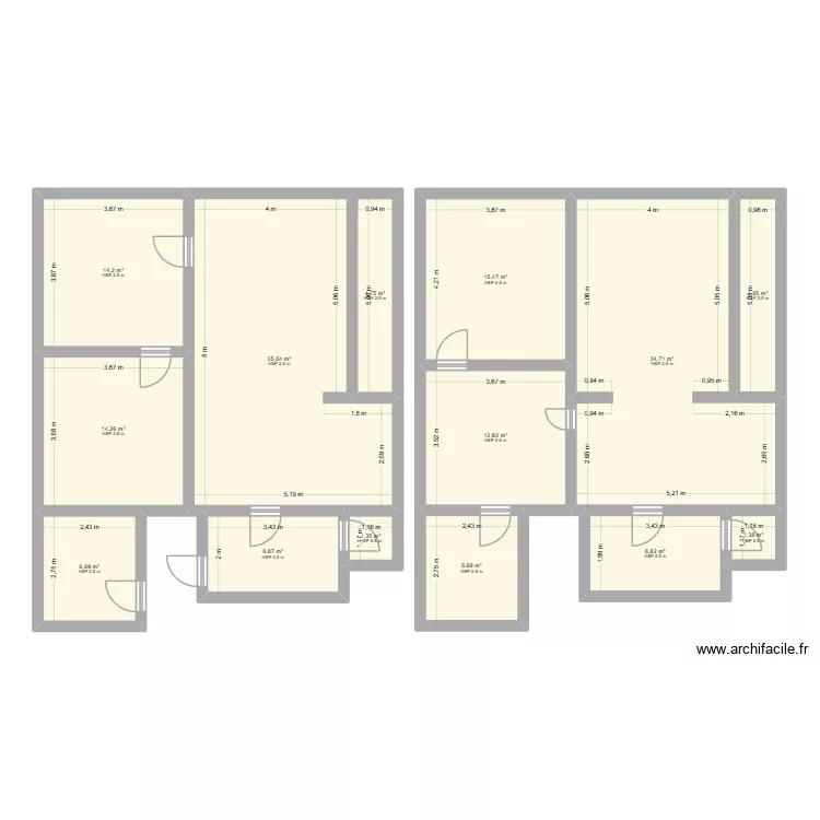 DISPAUX. Plan de 14  et 166 m²