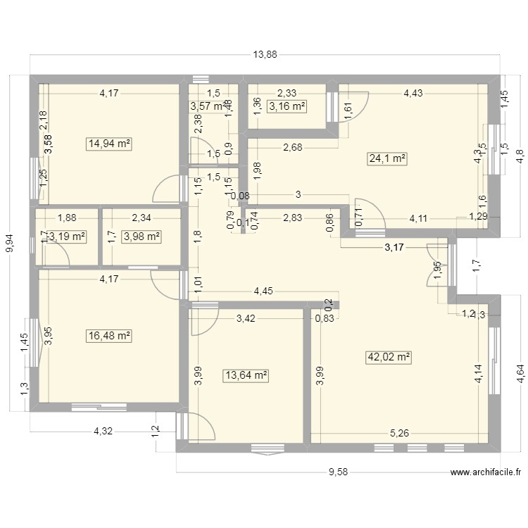plan cotisation. Plan de 9 pièces et 125 m2