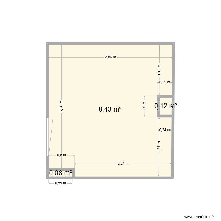 kitchen. Plan de 3 pièces et 9 m2