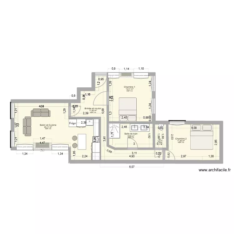 Plan projeté. Plan de 6 Pièces et 67 m² Plan projeté. Plan de 6 Pièces et 67 m²