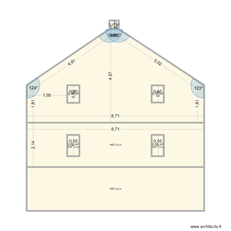 CHINCHOLLE FACADE. Plan de 8 pièces et 68 m2