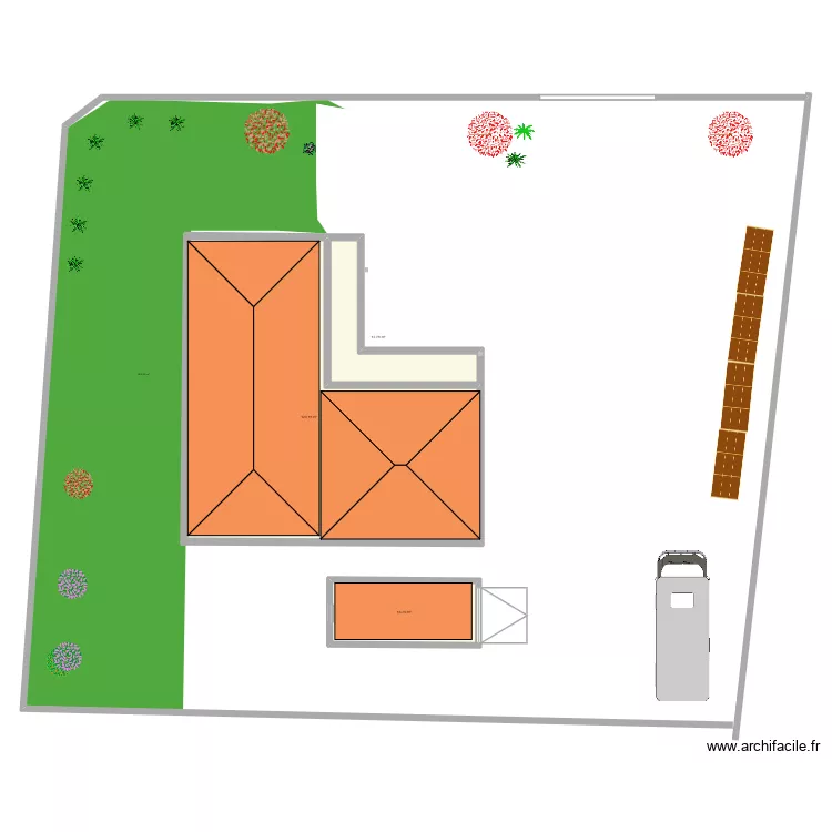 plan implantation maison et terrain Peyriac. Plan de 