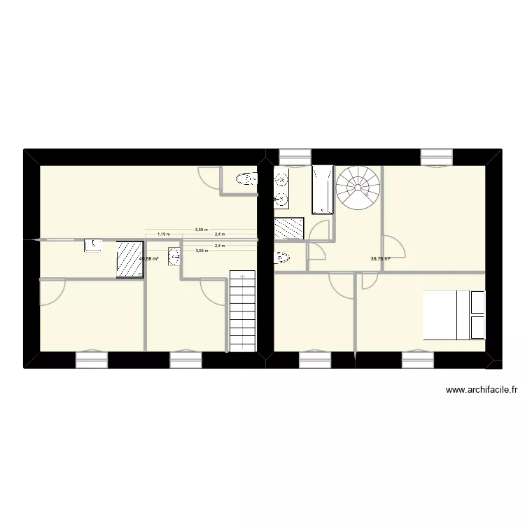 Touquin 1 étage. Plan de 2 et 80 m² Touquin 1 étage. Plan de 2 et 80 m²