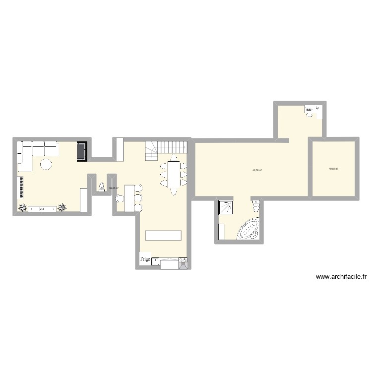ccccc. Plan de 3 pièces et 113 m2