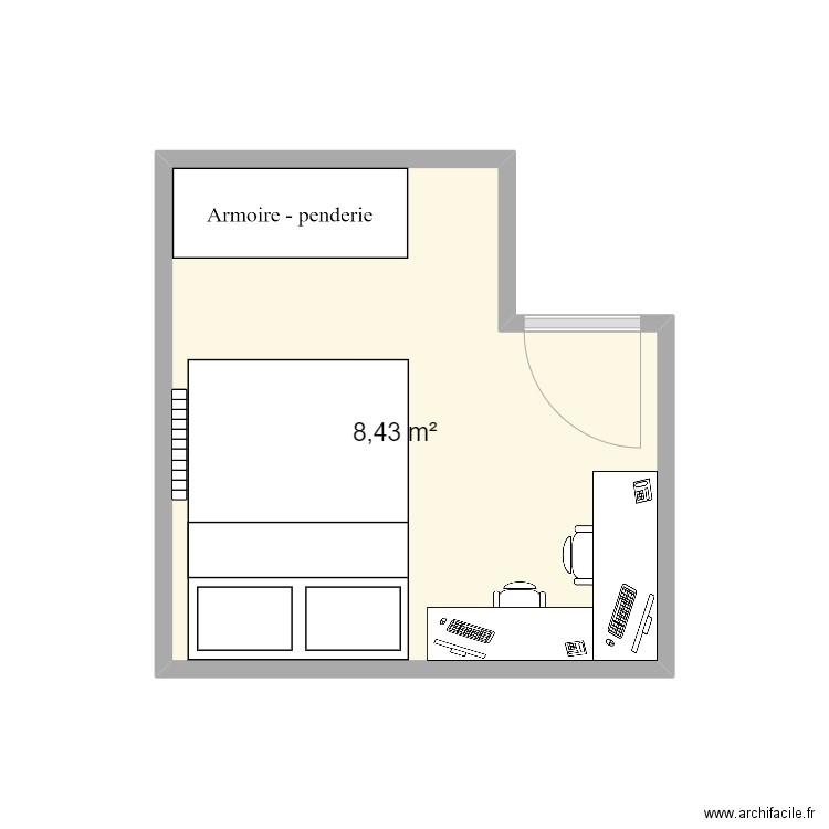 chambres Antoine. Plan de 1 pièce et 8 m2