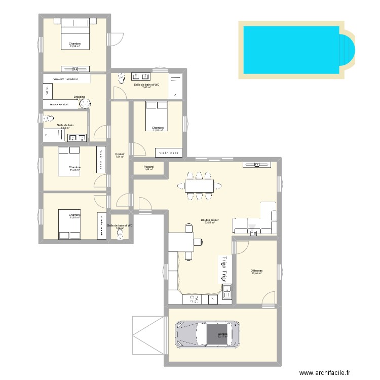 Maison 136 m2. Plan de 0 pièce et 0 m2