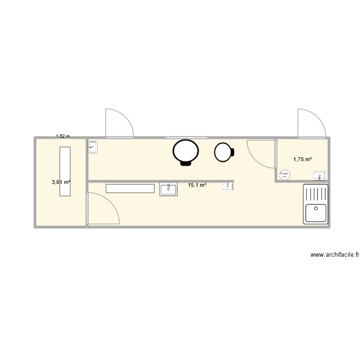 abattoir turie volailles meuble. Plan de 3 pièces et 20 m2