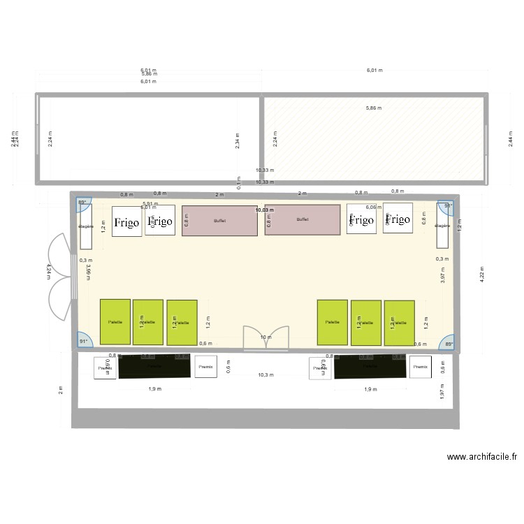 LGPDG Bar central. Plan de 2 pièces et 53 m2