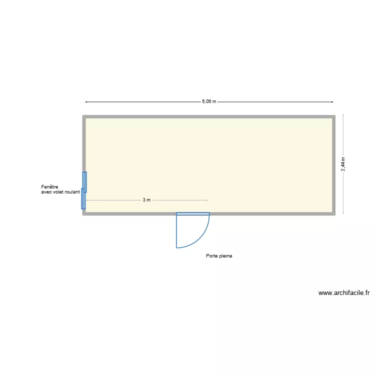 Bungalow 6,06 x 2,44 V464. Plan de 