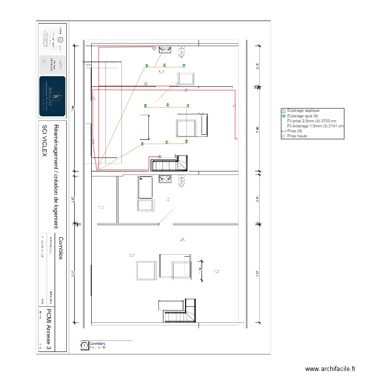 PLAN ELEC LOGT 5 COMBLE. Plan de 0 pièce et 0 m2