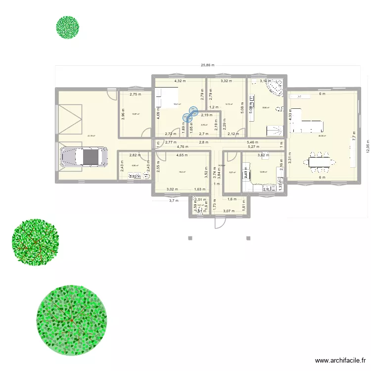 carre2. Plan de 17  et 434 m²