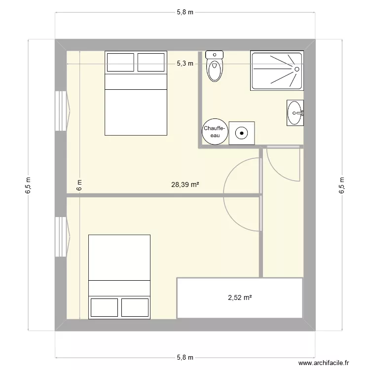 Logement 2 &eacute;tage. Plan de 2  et 34 m²