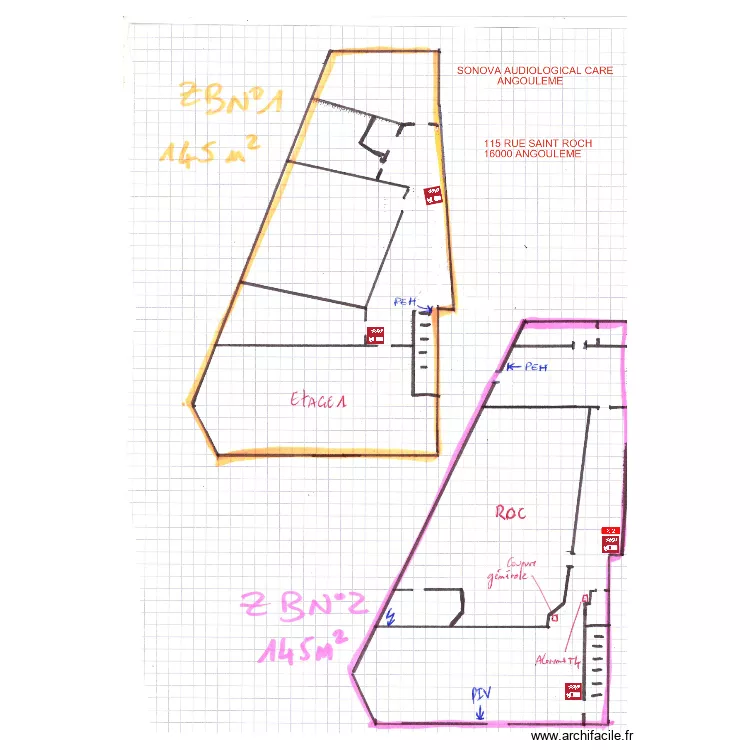 Plan Zone Sonova Angoul&ecirc;me. Plan de 