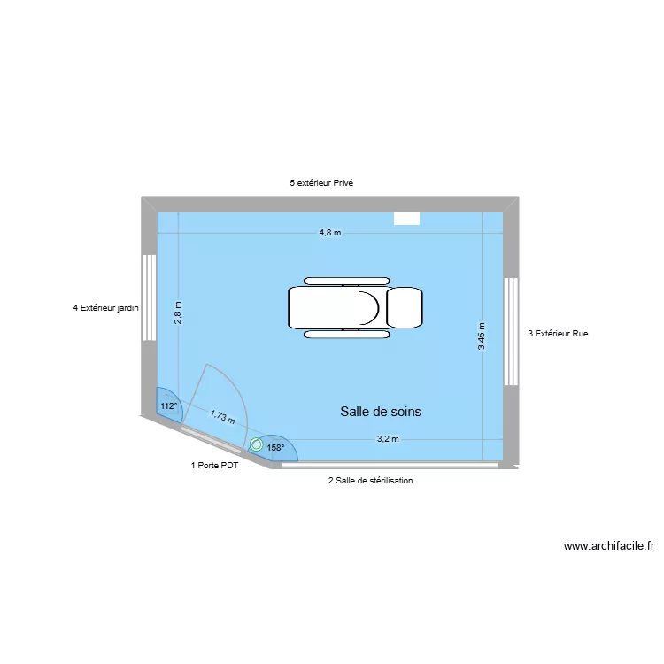 31732 Salle de soins. Plan de 1  et 16 m²