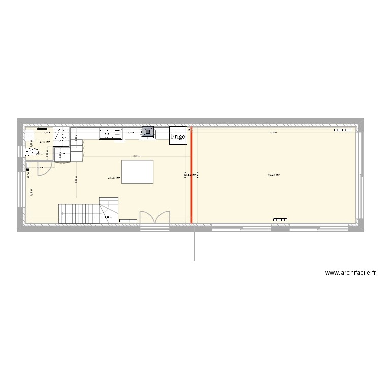 etage. Plan de 4 pièces et 169 m2