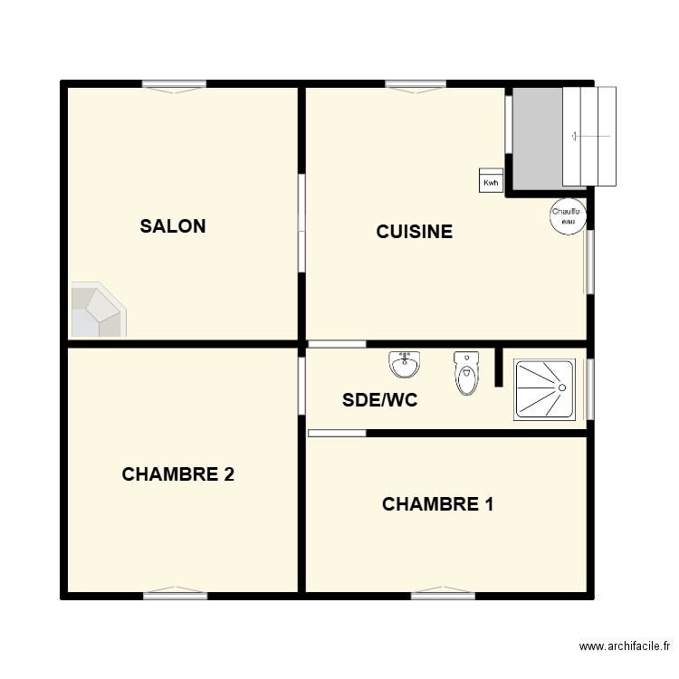 RAFFEGEAU. Plan de 5 pièces et 63 m2