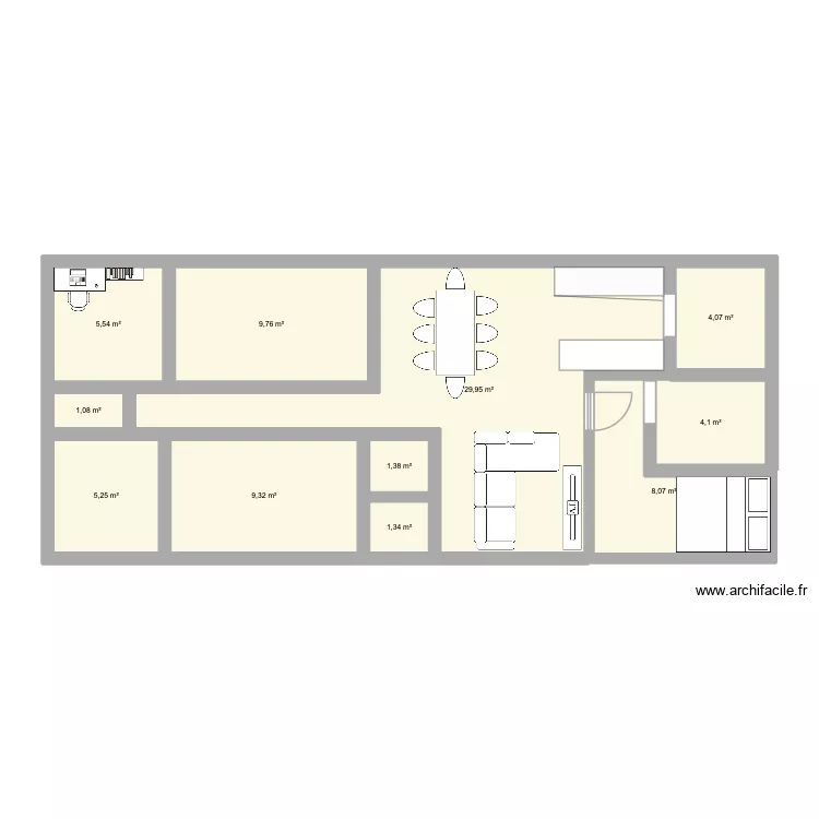 Maison 1. Plan de 11  et 80 m²