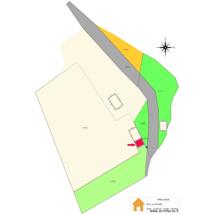 Masse Preouede 2. Plan de 4 pièces et 154 m2