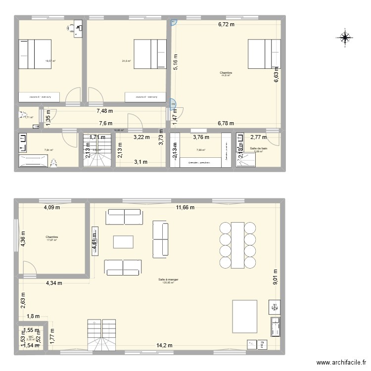 Vallière. Plan de 12 pièces et 274 m2