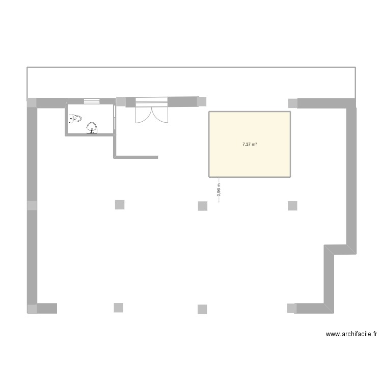 secondo piano. Plan de 1 pièce et 7 m2