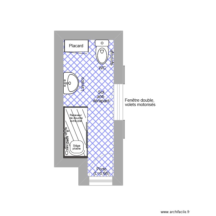 SDB MEKAIL. Plan de 1 pièce et 5 m2