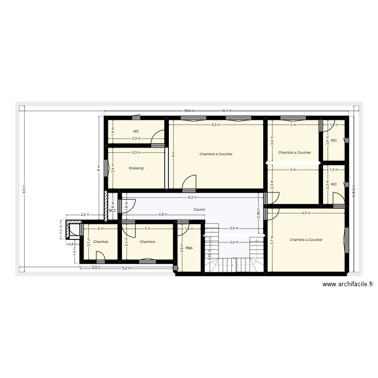 plan de terrain 10mx20m Client 36 66 49 05-Etage. Plan de 16 pièces et 169 m2