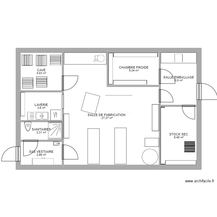 plan al 3. Plan de 8 pièces et 58 m2