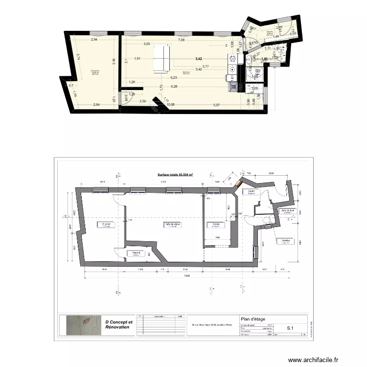 plan nha_v7. Plan de 4  et 52 m²