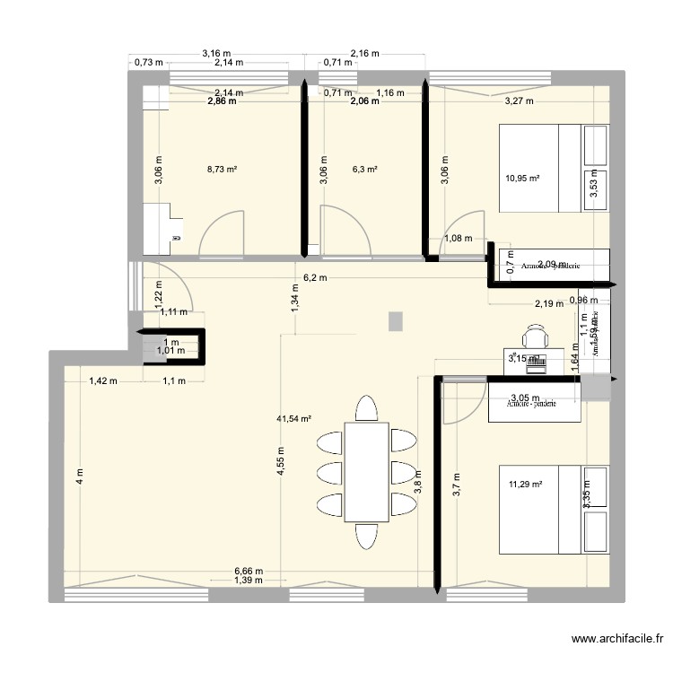 GAUTIER PLAN 3. Plan de 5 pièces et 79 m2