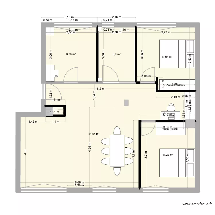 GAUTIER PLAN 3. Plan de 5 pièces et 79 m²