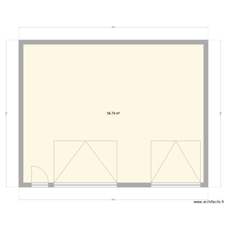 Garage Pinker. Plan de 1 pièce et 57 m2