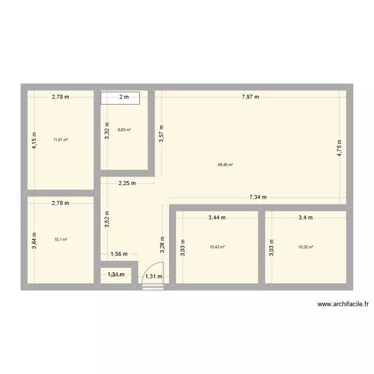 hinx2. Plan de 7 pièces et 98 m²