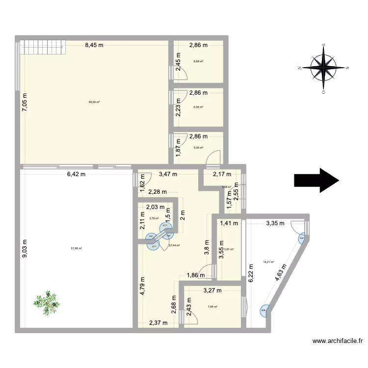Cabinet New. Plan de 11 pièces et 198 m²