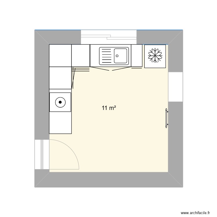 Buanderie. Plan de 1 pièce et 11 m2