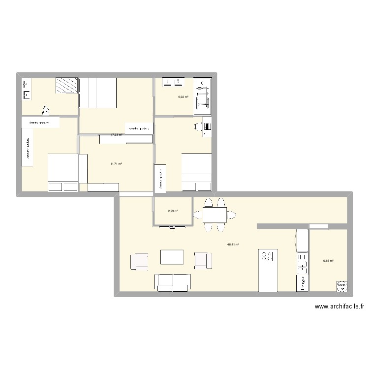 Maison contenair . Plan de 6 pièces et 147 m2