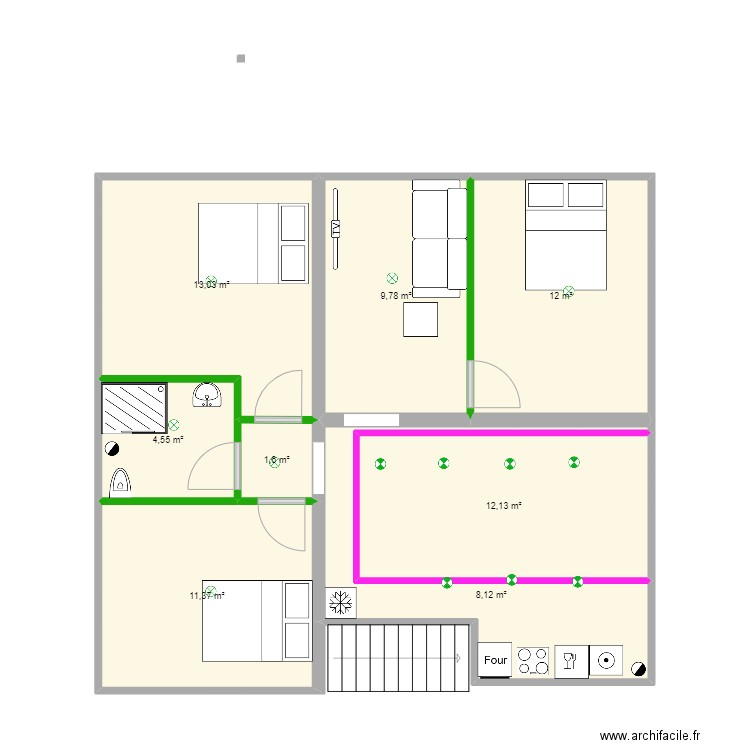 PAGERE. Plan de 8 pièces et 73 m2