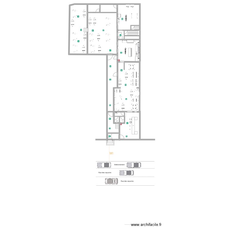 Restaurant Capucins Plan Cheminement extérieur 22. Plan de 6 pièces et 138 m2