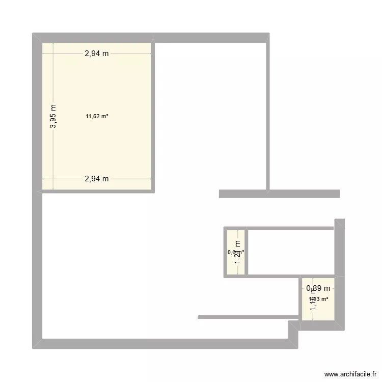 coco 2. Plan de 3 pièces et 13 m²