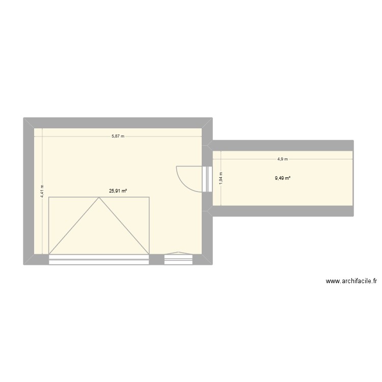 garage. Plan de 2 pièces et 35 m2