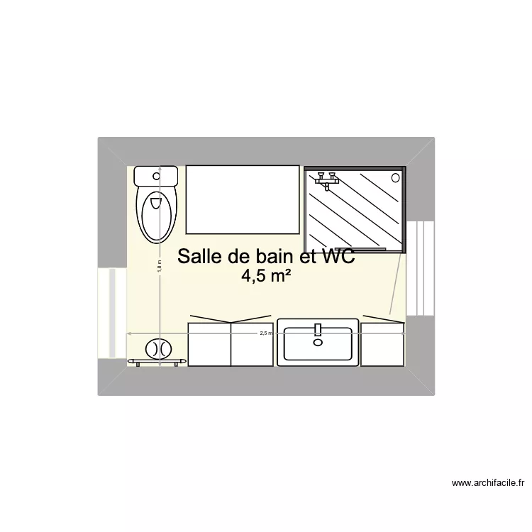 carmes 5/2. Plan de 1 Pièce et 5 m²