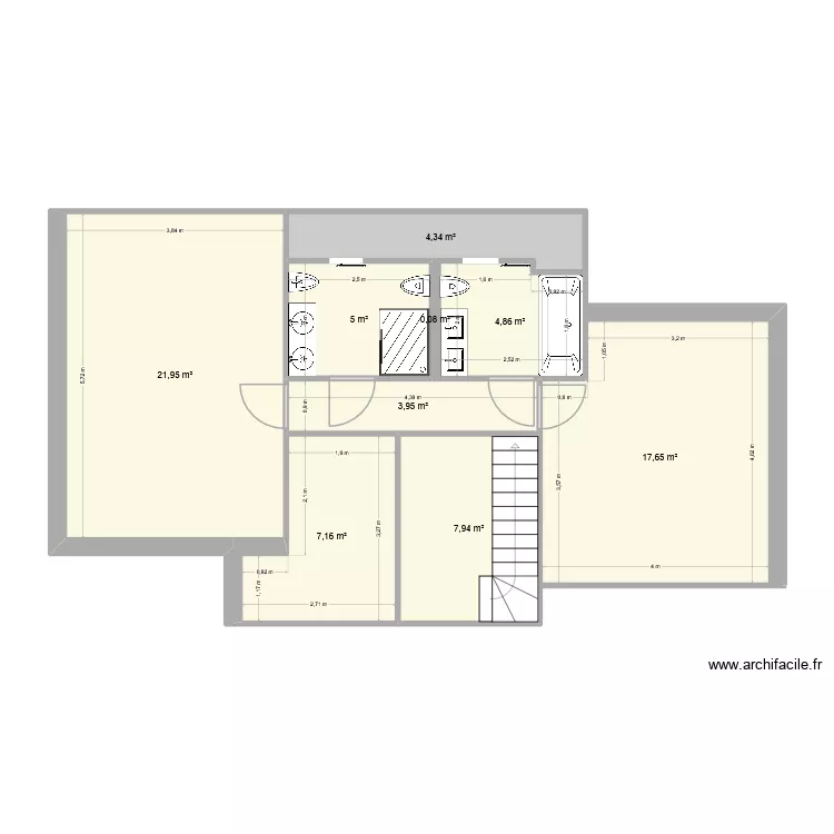 Projet etage v2. Plan de 9  et 73 m²