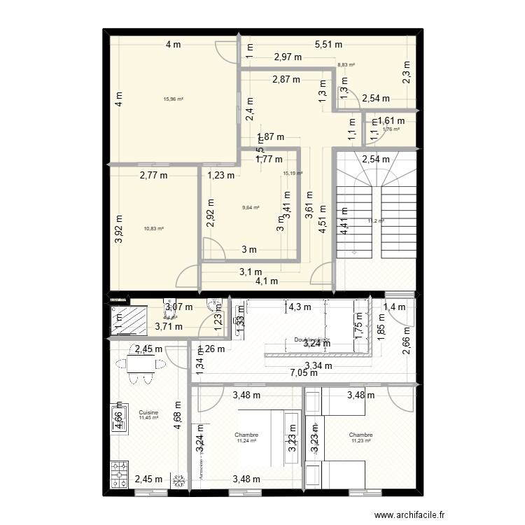 145 2 APPRT V7. Plan de 13 pièces et 128 m2