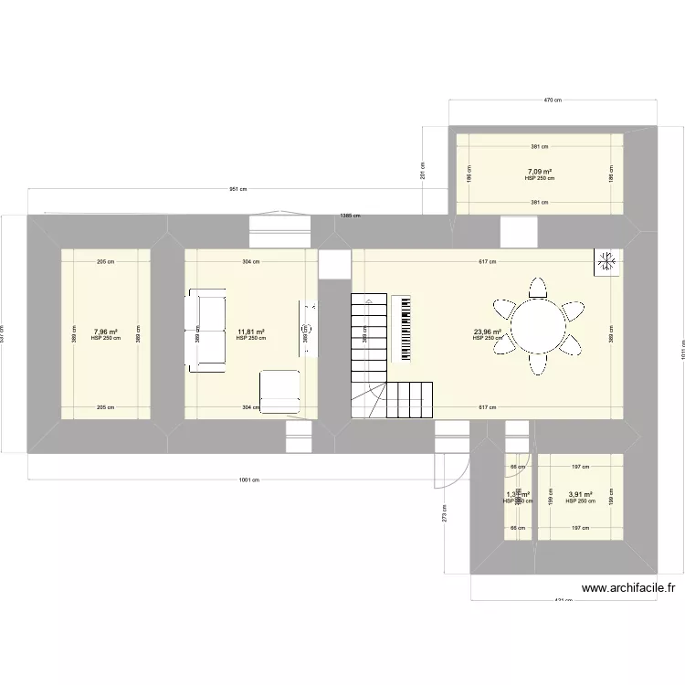 plan RDC actuel mesur&eacute;. Plan de 