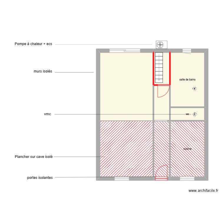 rincel tse étape 1 rdc. Plan de 8 pièces et 59 m2