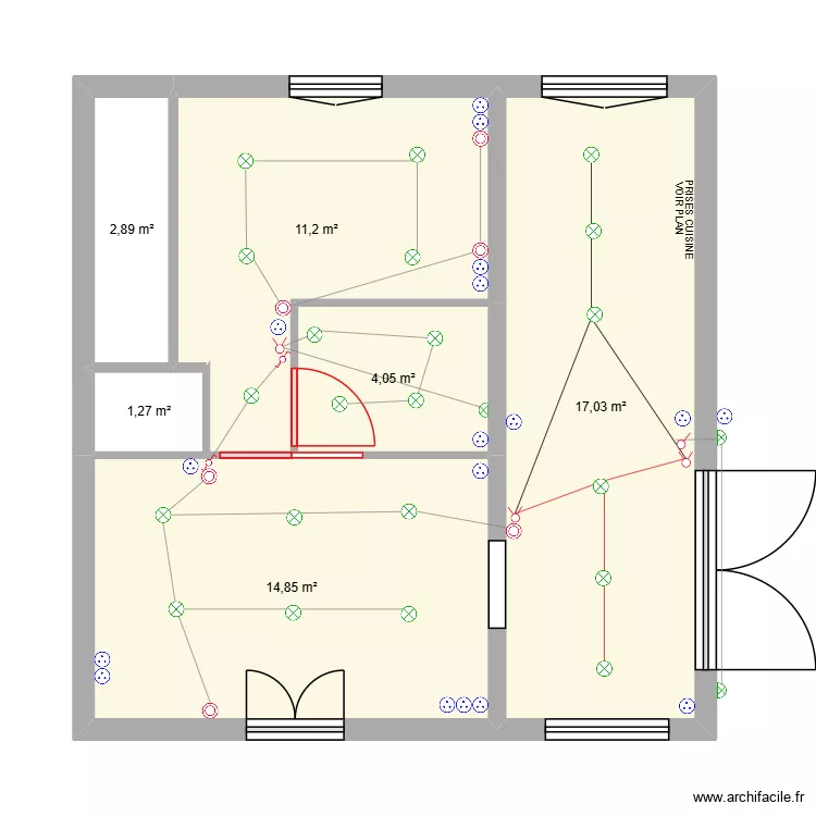Appart 3 St Jean Electricit&eacute;. Plan de 6  et 51 m²
